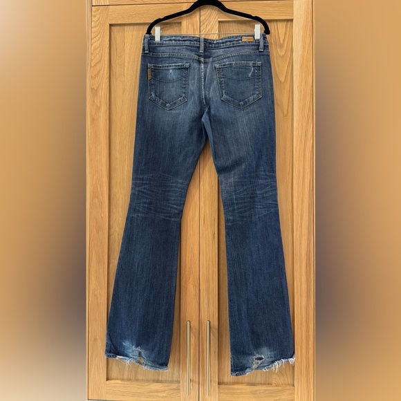 PAIGE Blue Flare Wide Leg Jeans with Vintage Fade - Picture 5 of 5